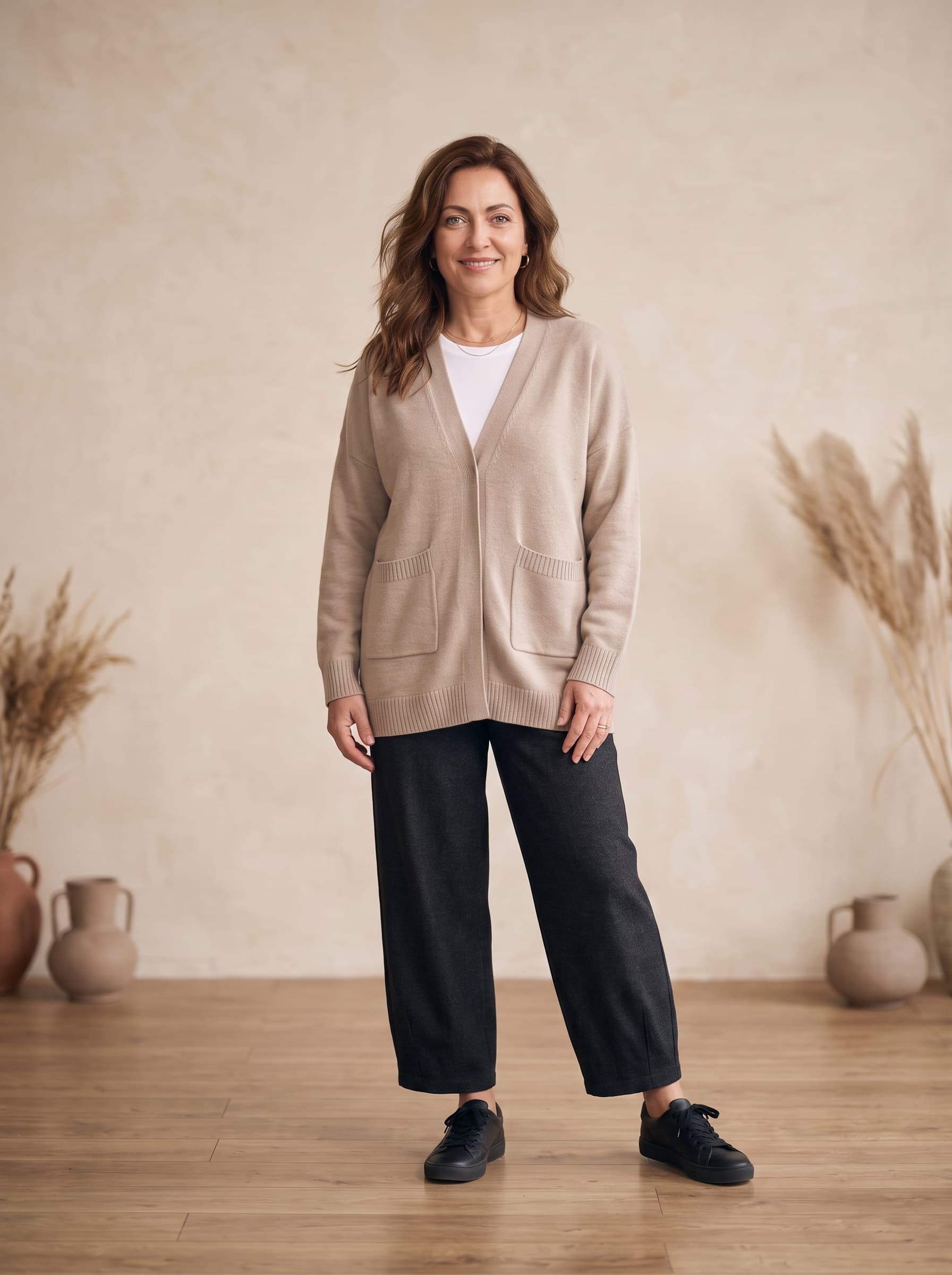 Cardigan Aperto Beige — immagine 2