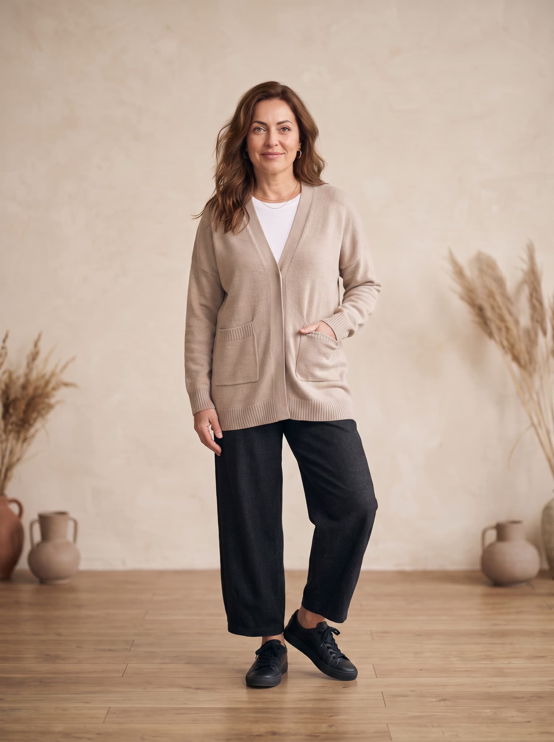 Cardigan Aperto Beige — immagine 3