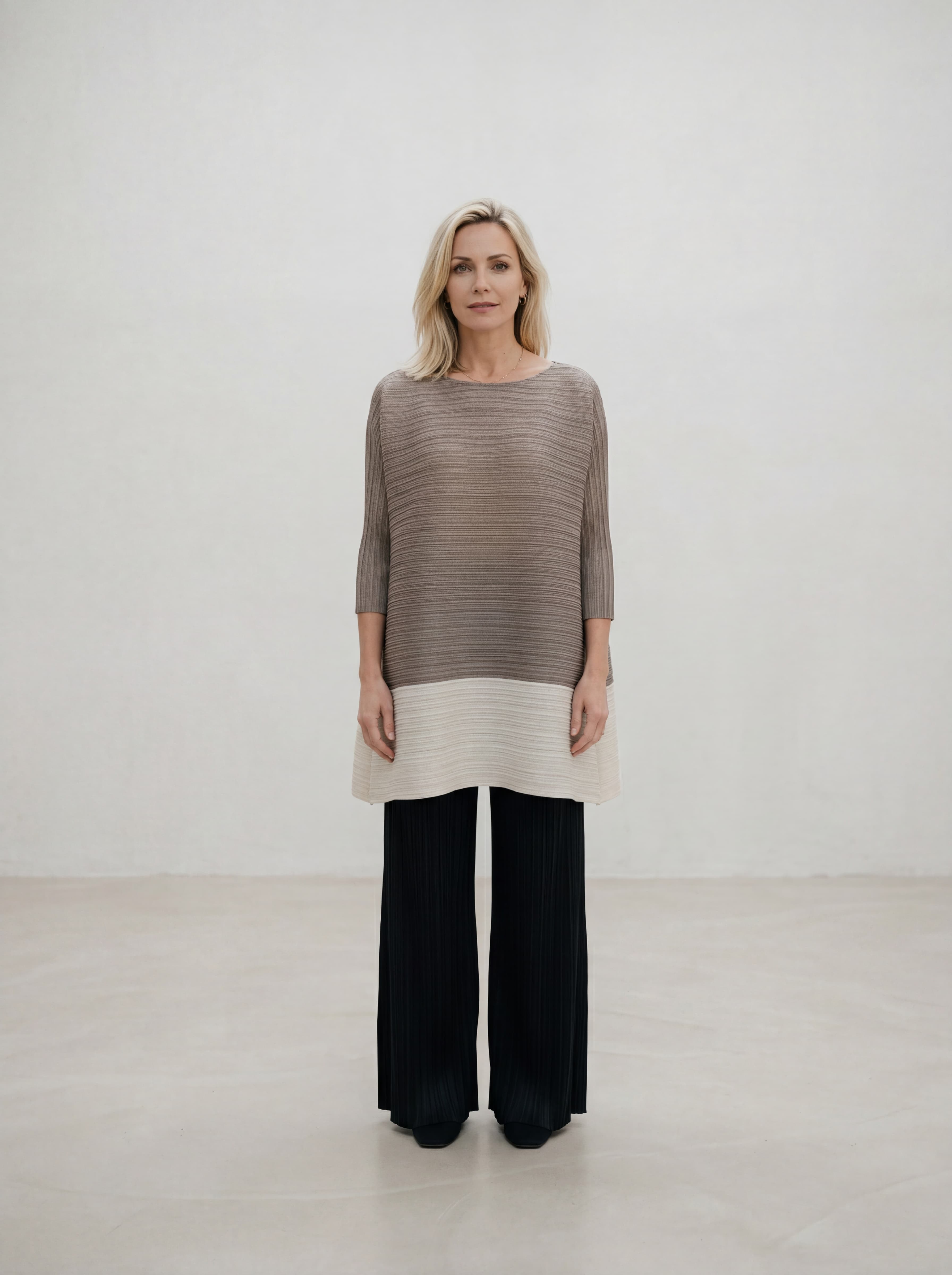 Abito Midi Plisse Bicolor — immagine 3
