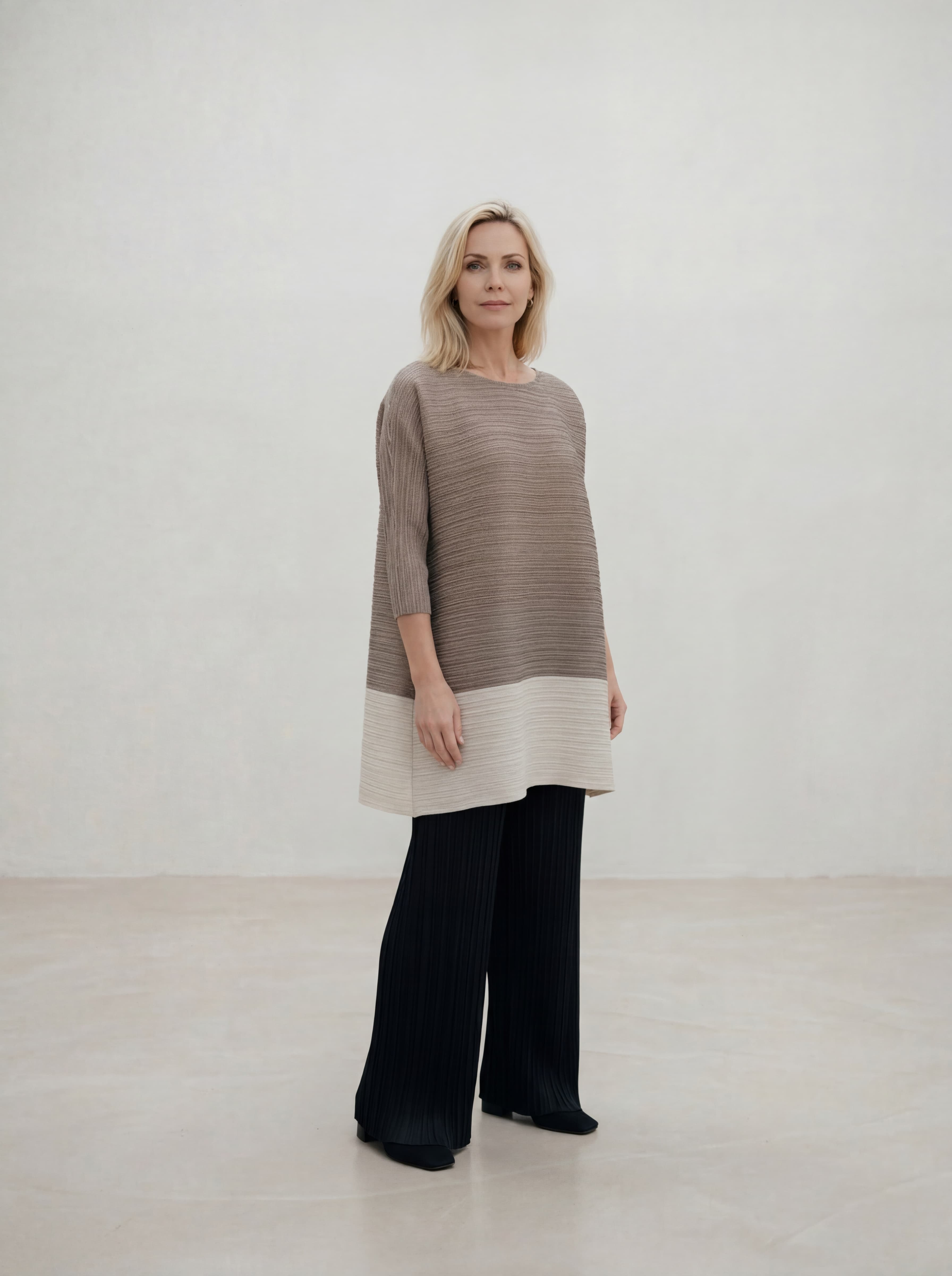 Abito Midi Plisse Bicolor — immagine 2