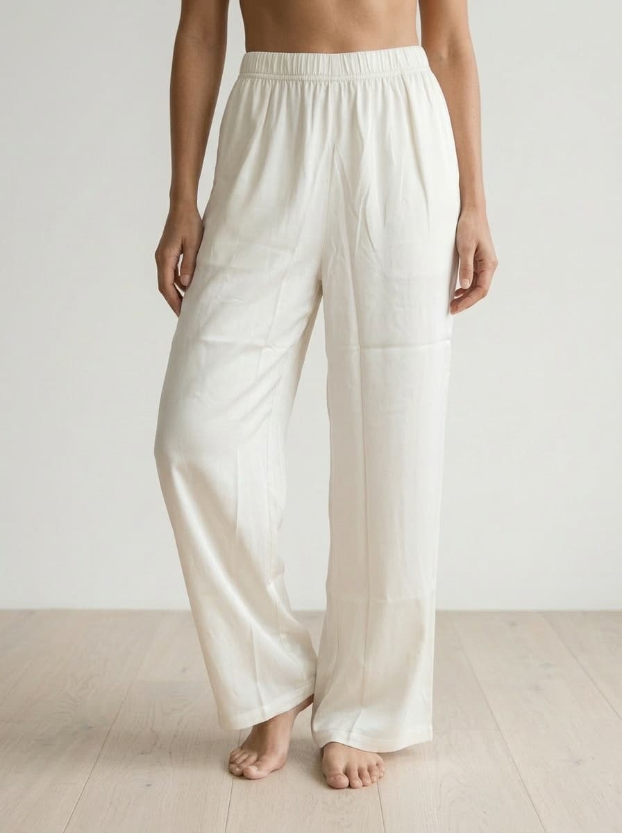 Pantaloni Palazzo in Viscosa Bianco con Vita Elasticizzata — immagine 2