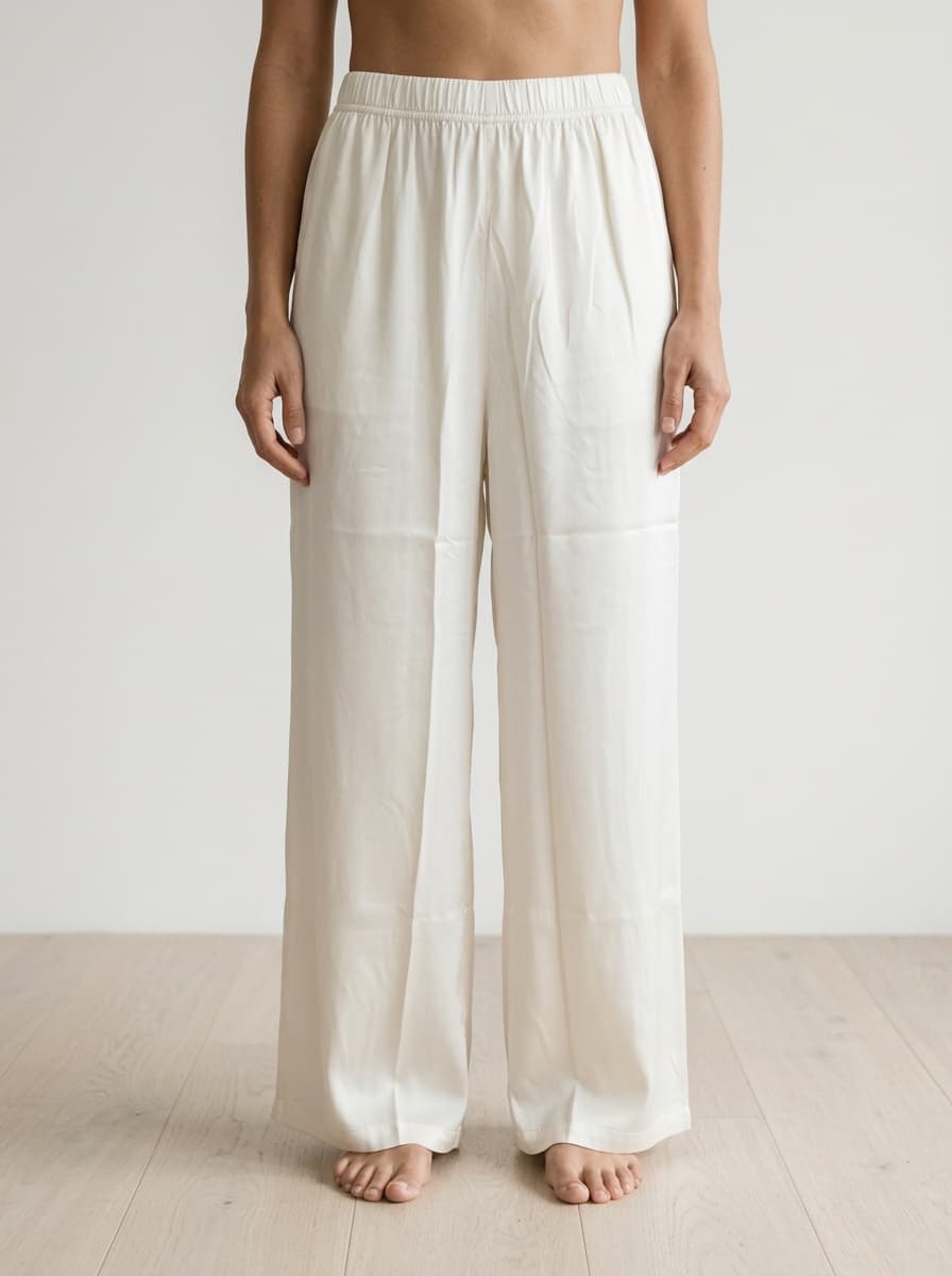 Pantaloni Palazzo in Viscosa Bianco con Vita Elasticizzata — immagine 1