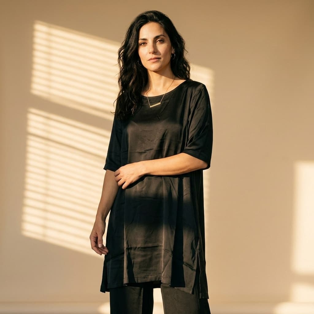 Tunica Midi in Viscosa Nera — immagine 1