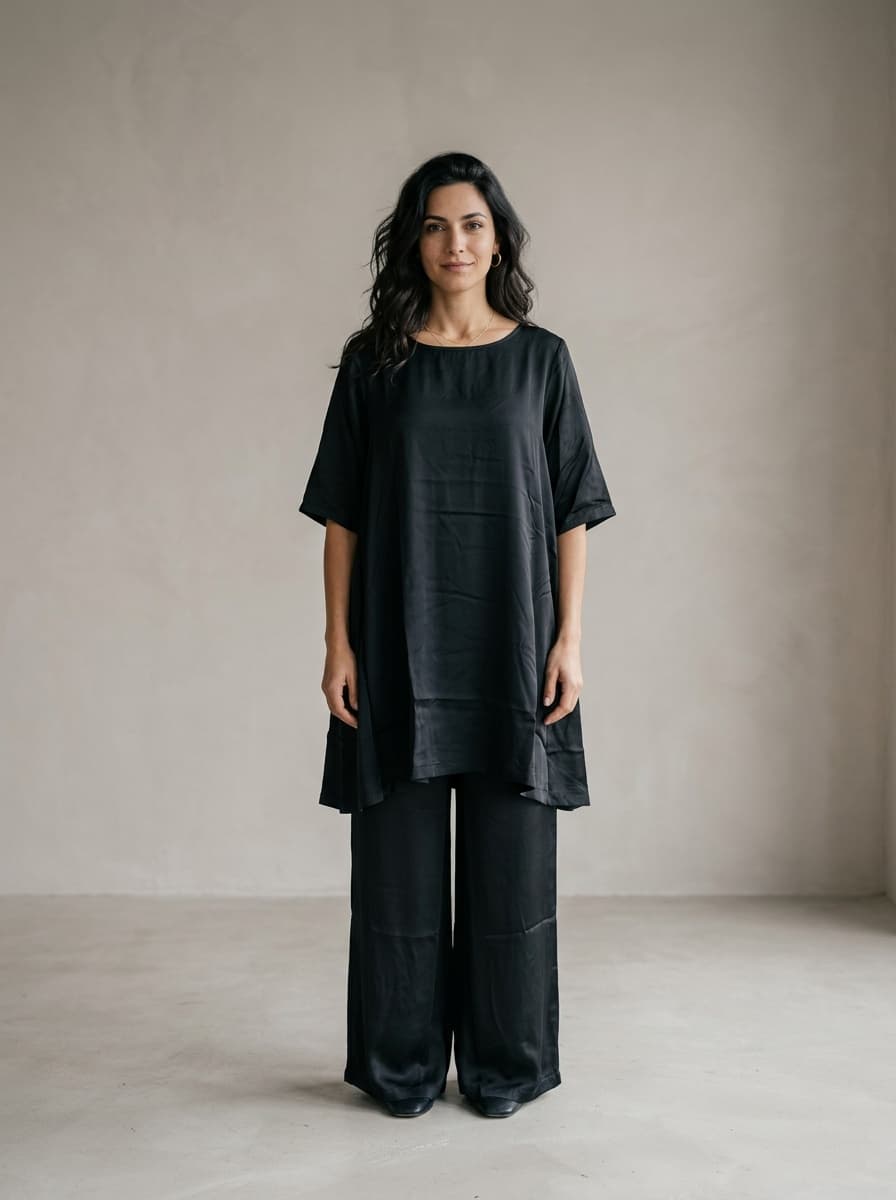 Tunica Midi in Viscosa Nera — immagine 3