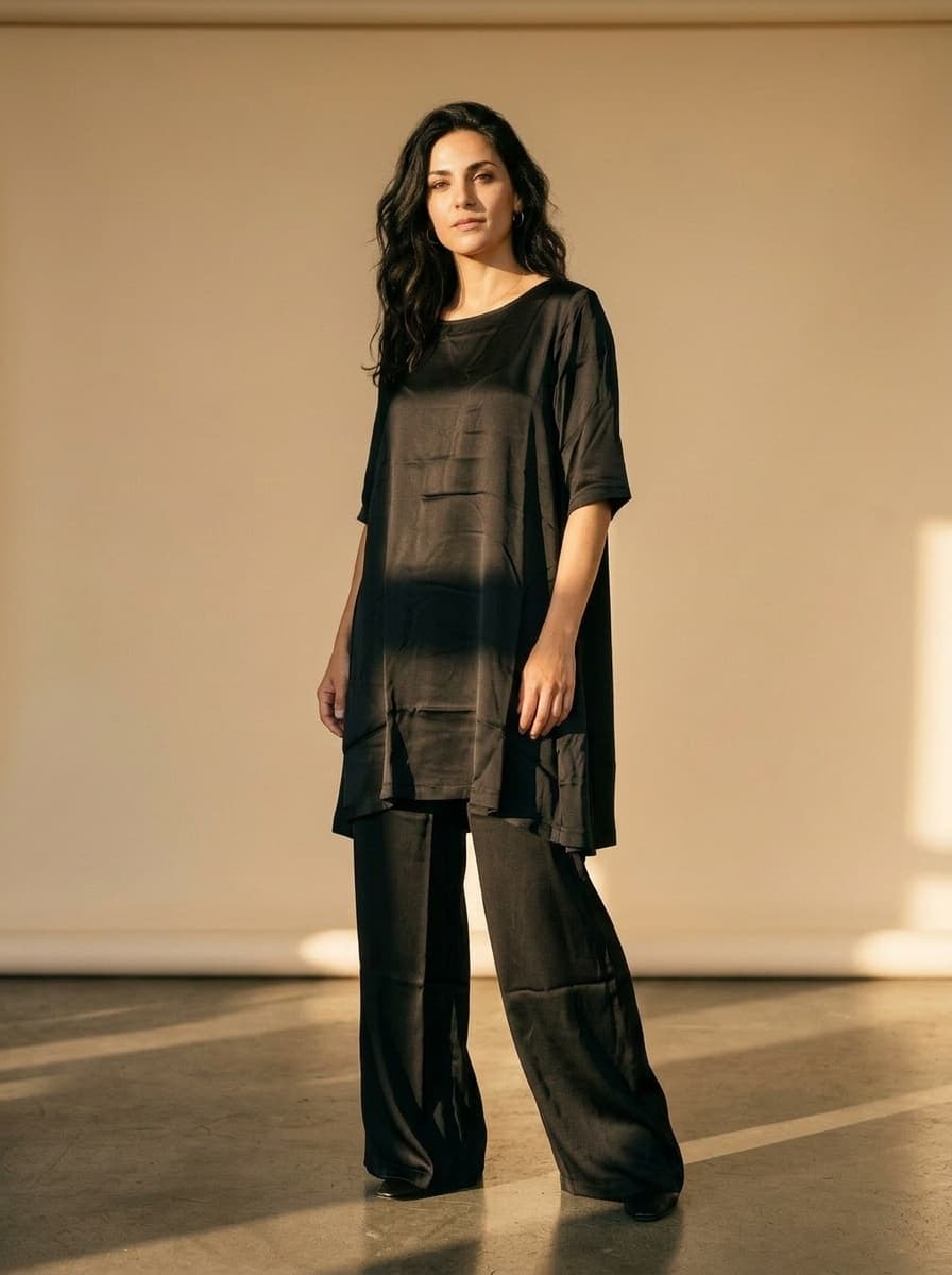 Tunica Midi in Viscosa Nera — immagine 2