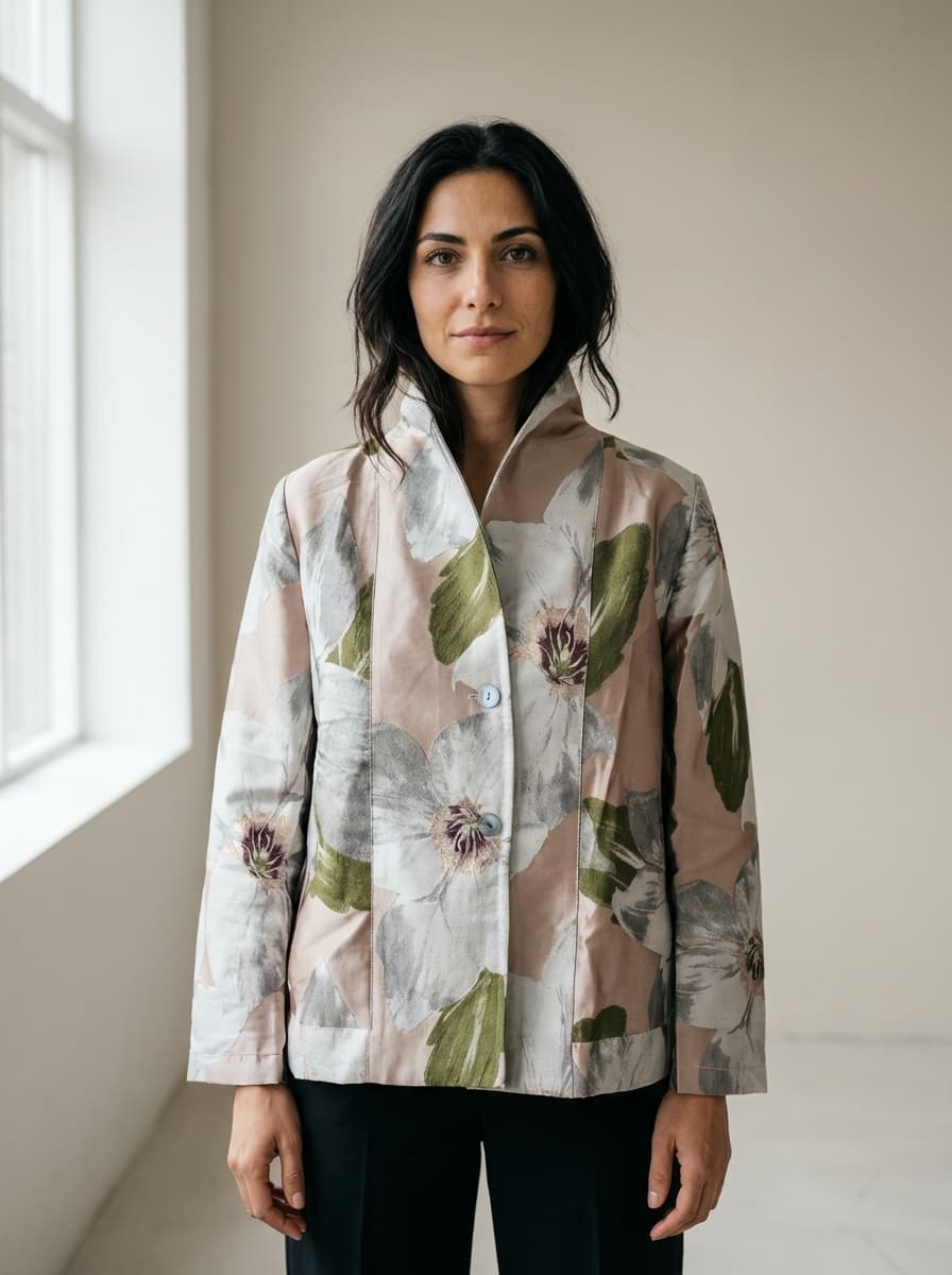 Giacca in Jacquard Floreale Rosa — immagine 2