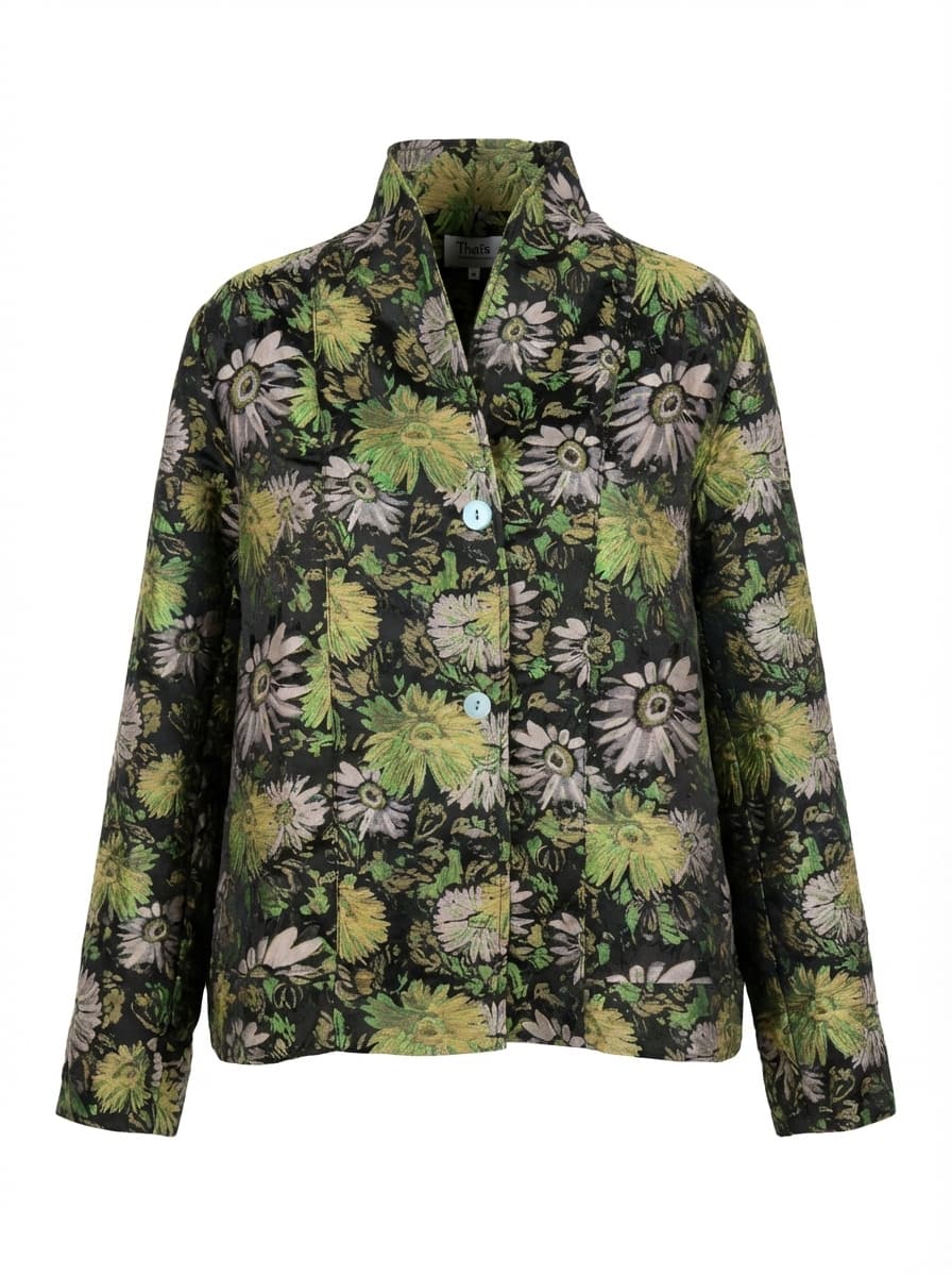 Giacca in Jacquard Floreale Verde — immagine 3