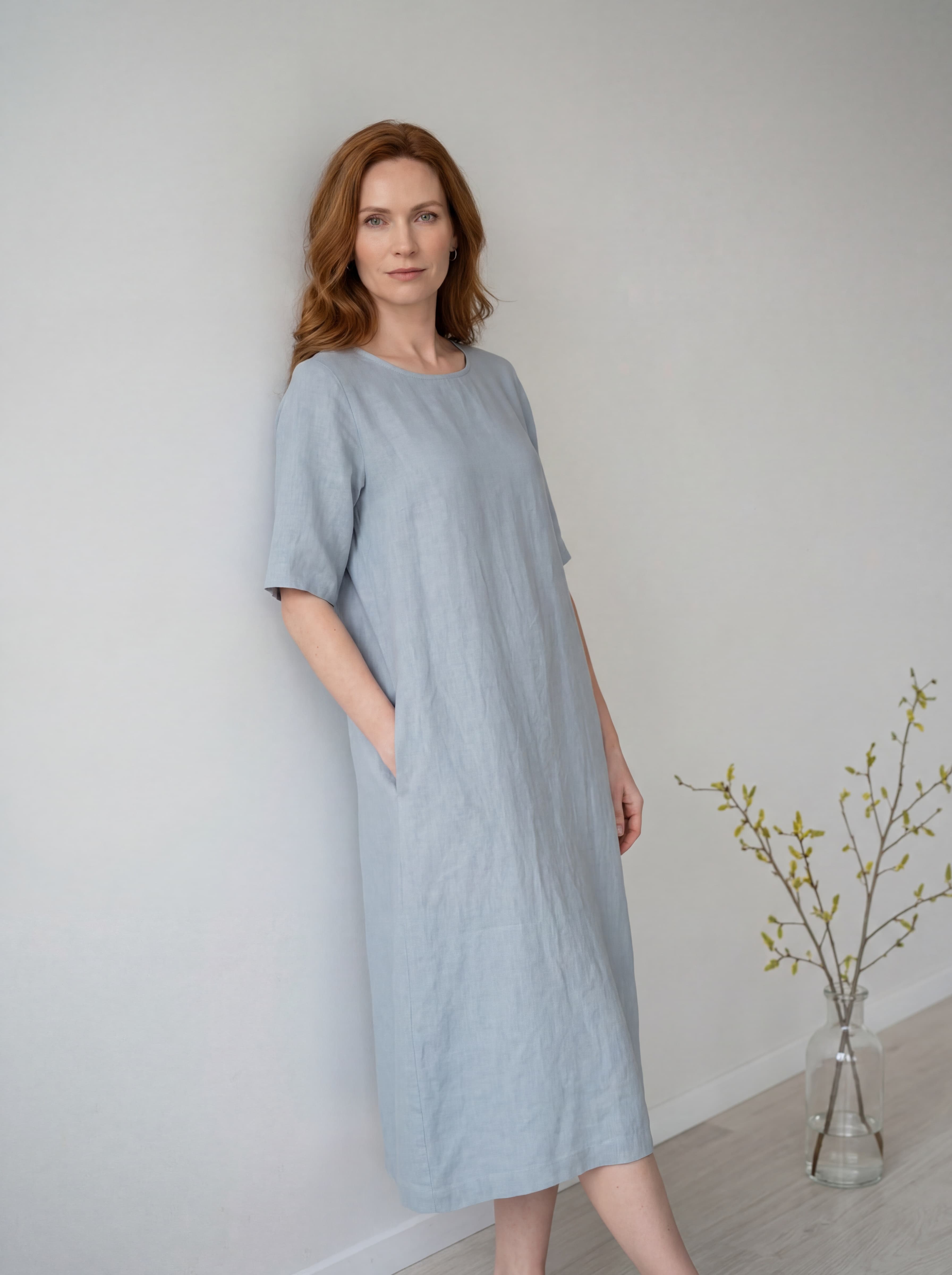 Abito in Lino Cangiante Azzurro — immagine 2
