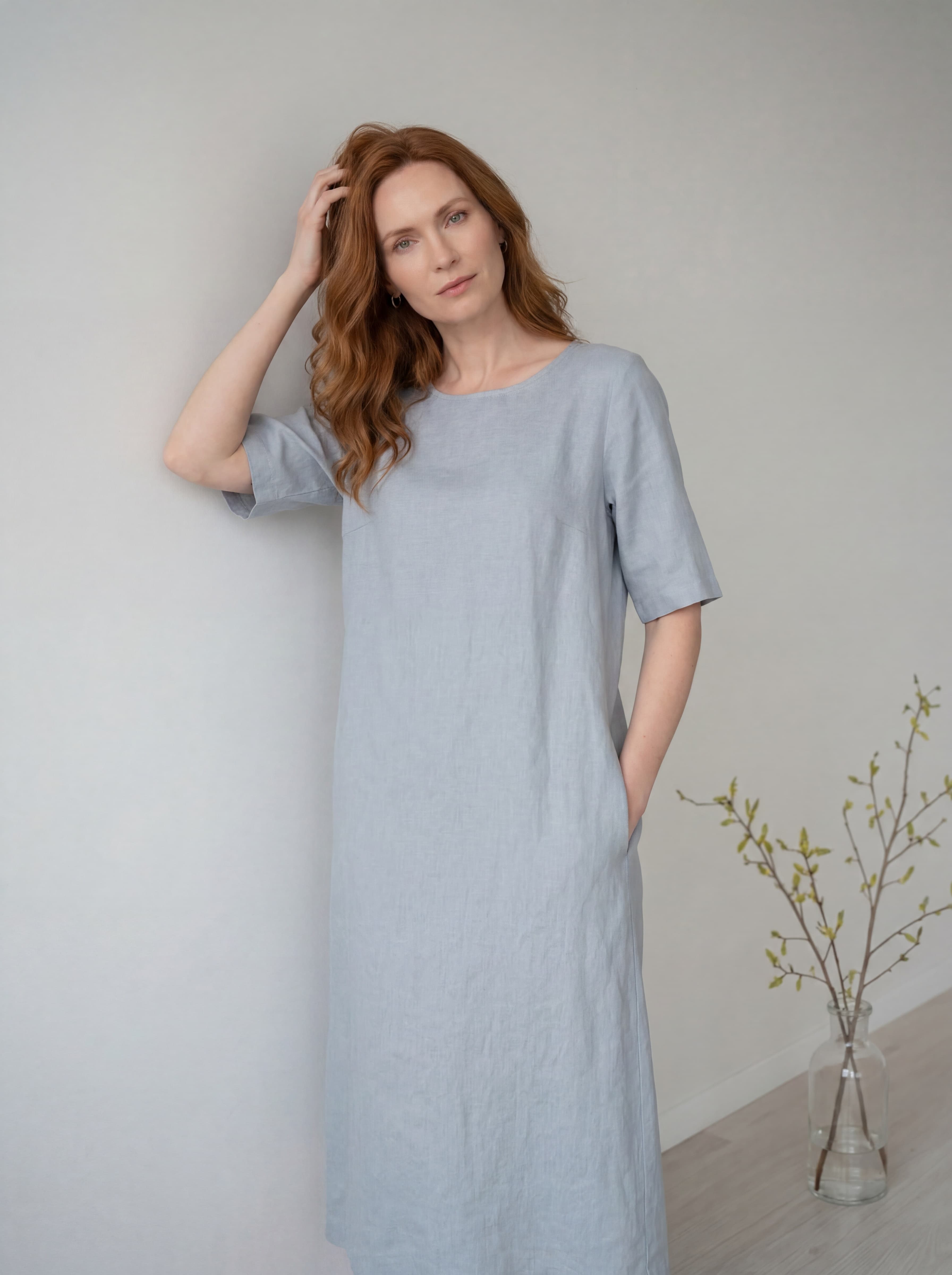 Abito in Lino Cangiante Azzurro — immagine 3