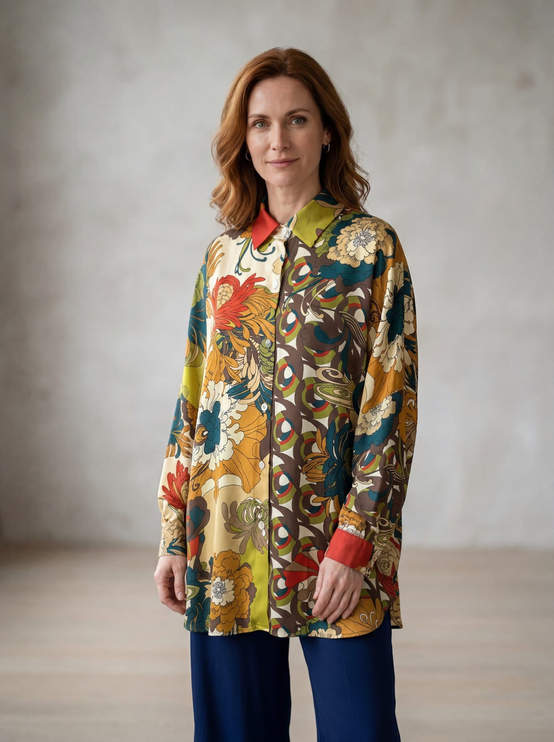 Camicia Over in Viscosa con Stampa Floreale — immagine 1