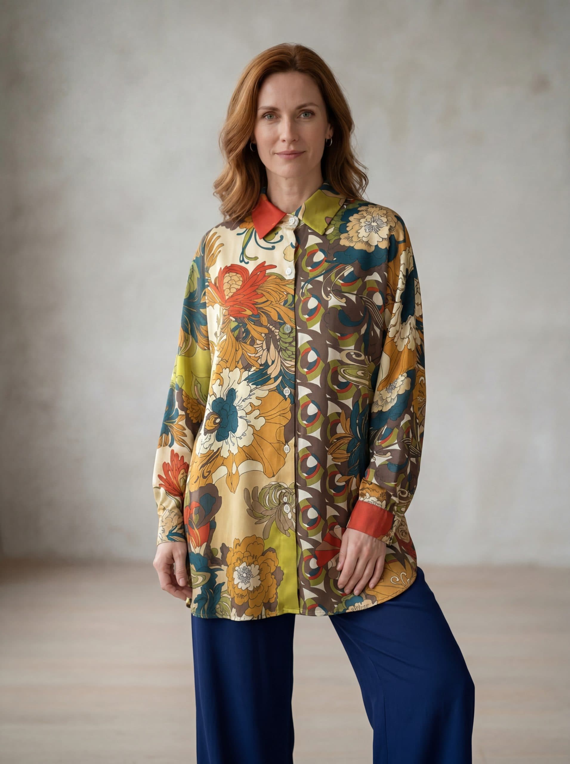 Camicia Over in Viscosa con Stampa Floreale — immagine 2