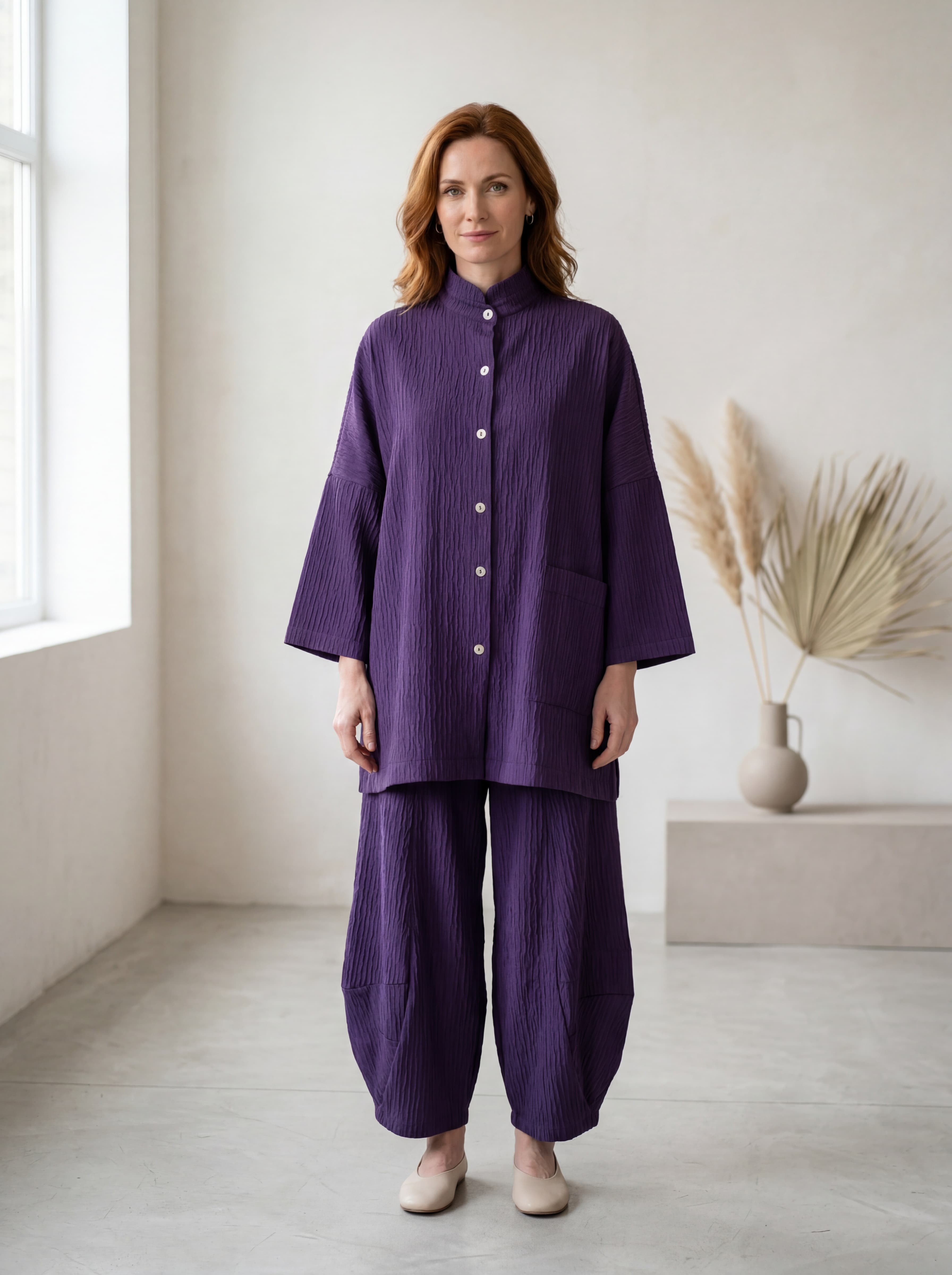 Camicia Over in Cotone Plisse — immagine 2