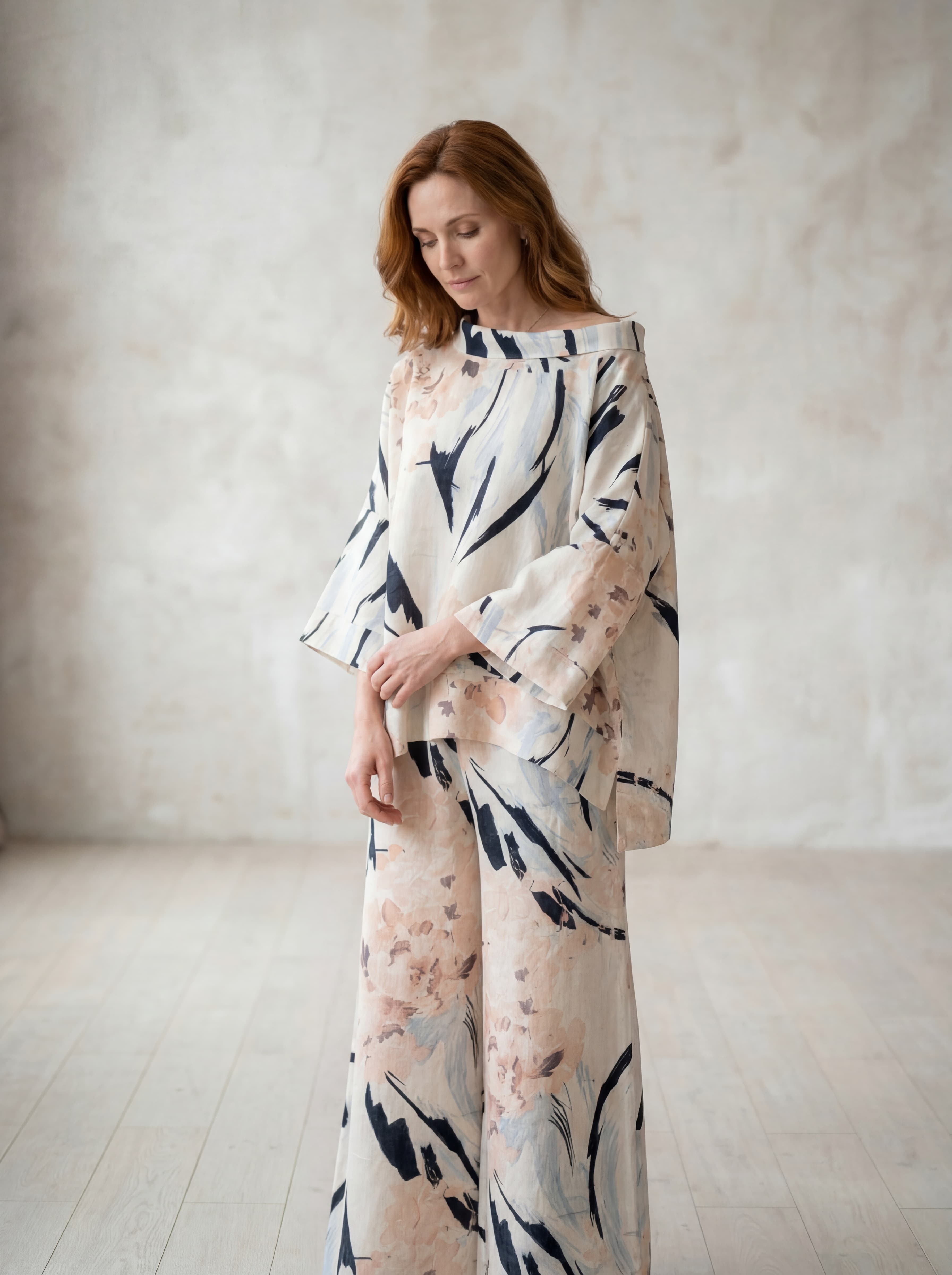 Poncho in Lino con Stampa Floreale — immagine 3