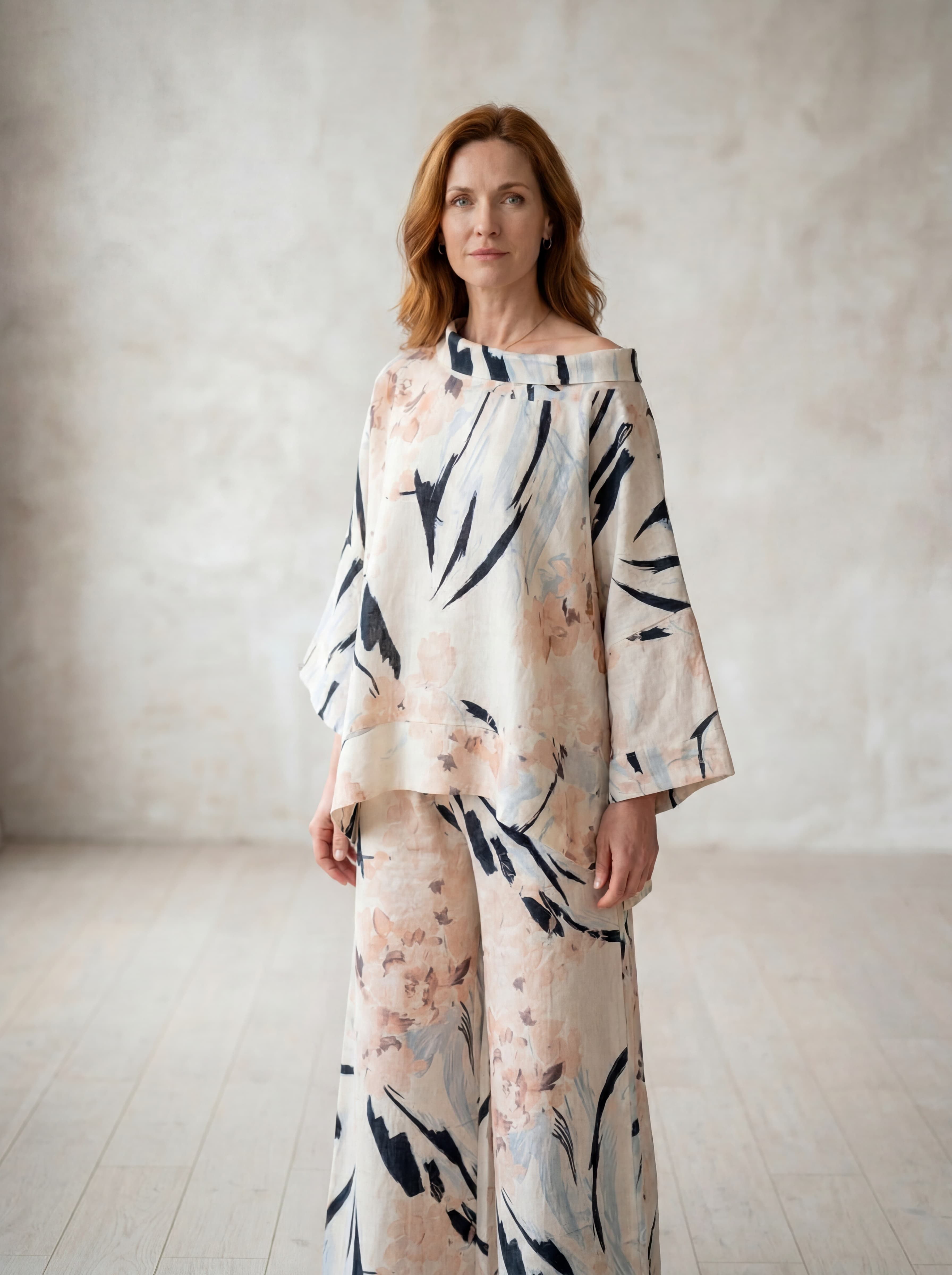 Poncho in Lino con Stampa Floreale — immagine 1