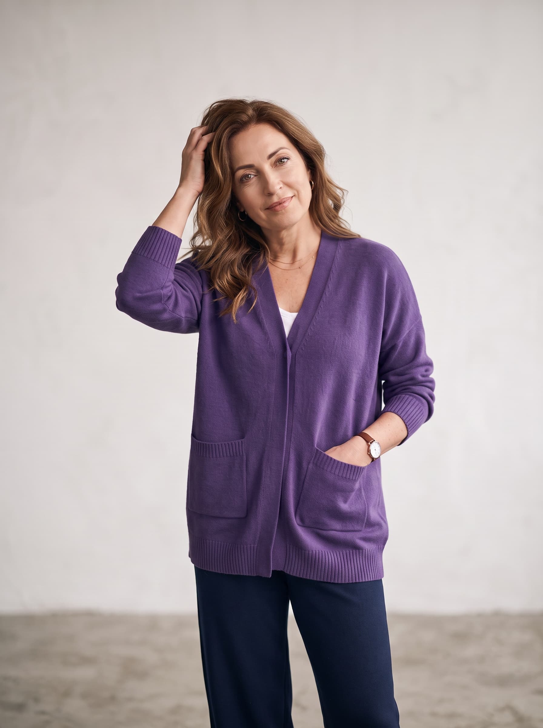 Cardigan Aperto Viola — immagine 2